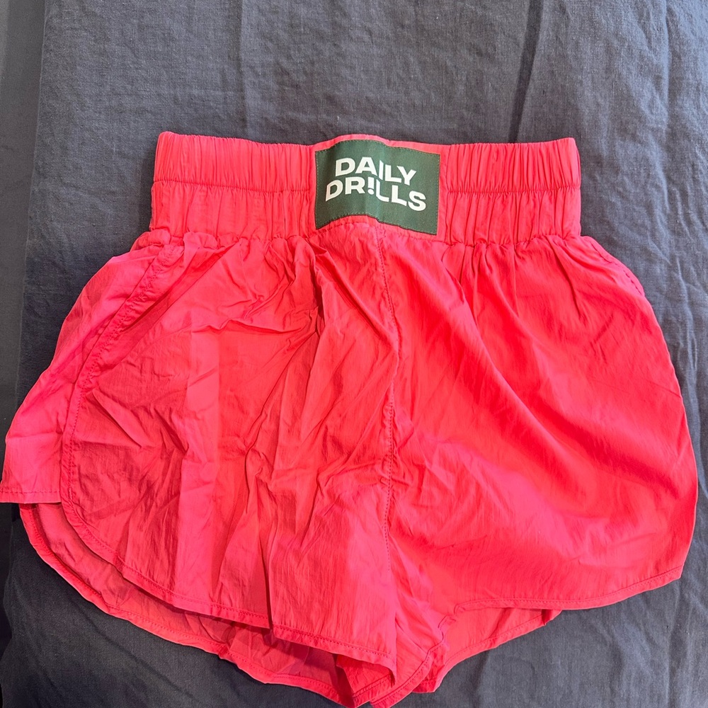 Daily Drills Red Athletic Shorts Lightweight Elastic Waist
